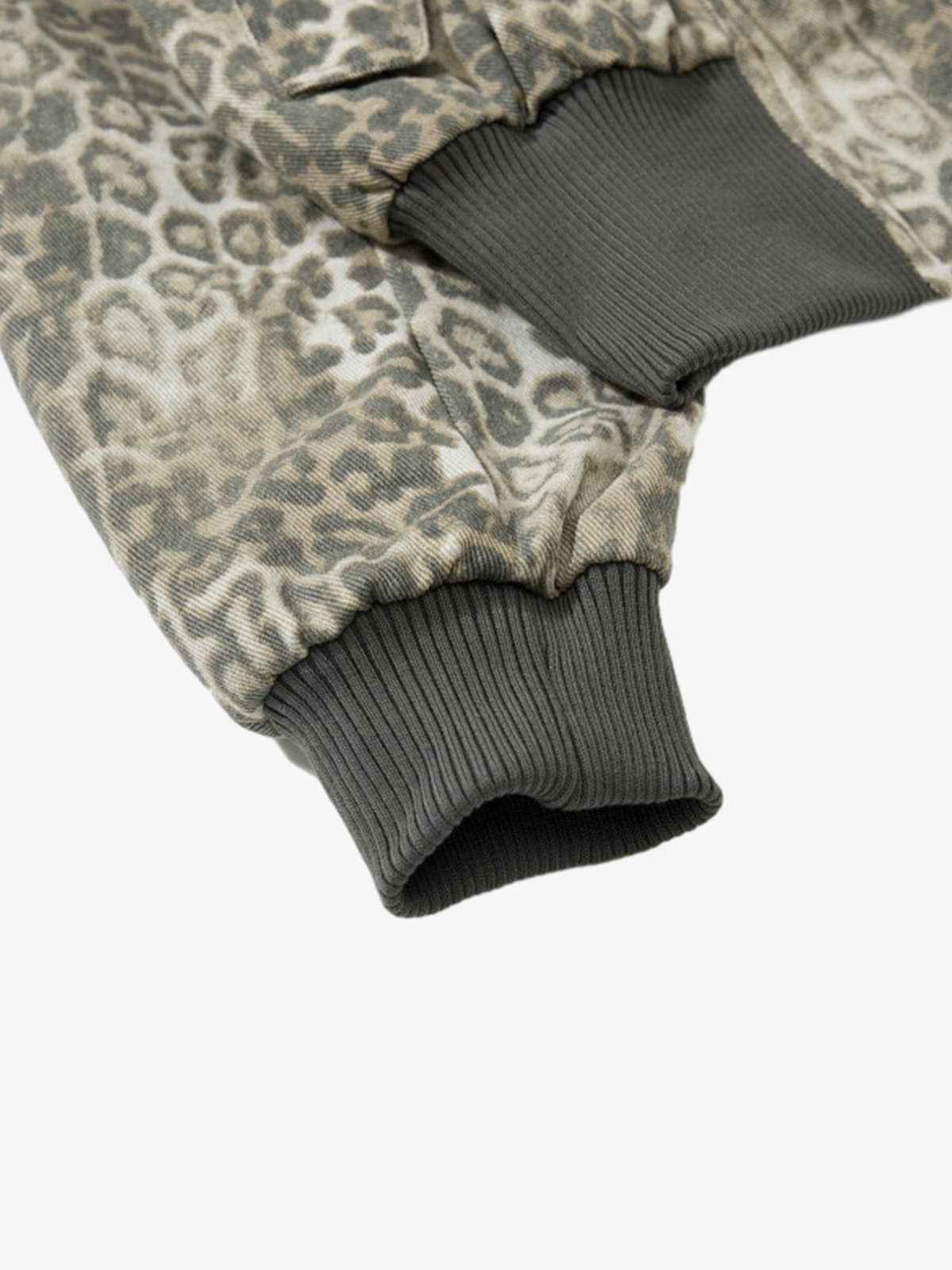 Vintage Leopard Print Bomber Jacket - 2540