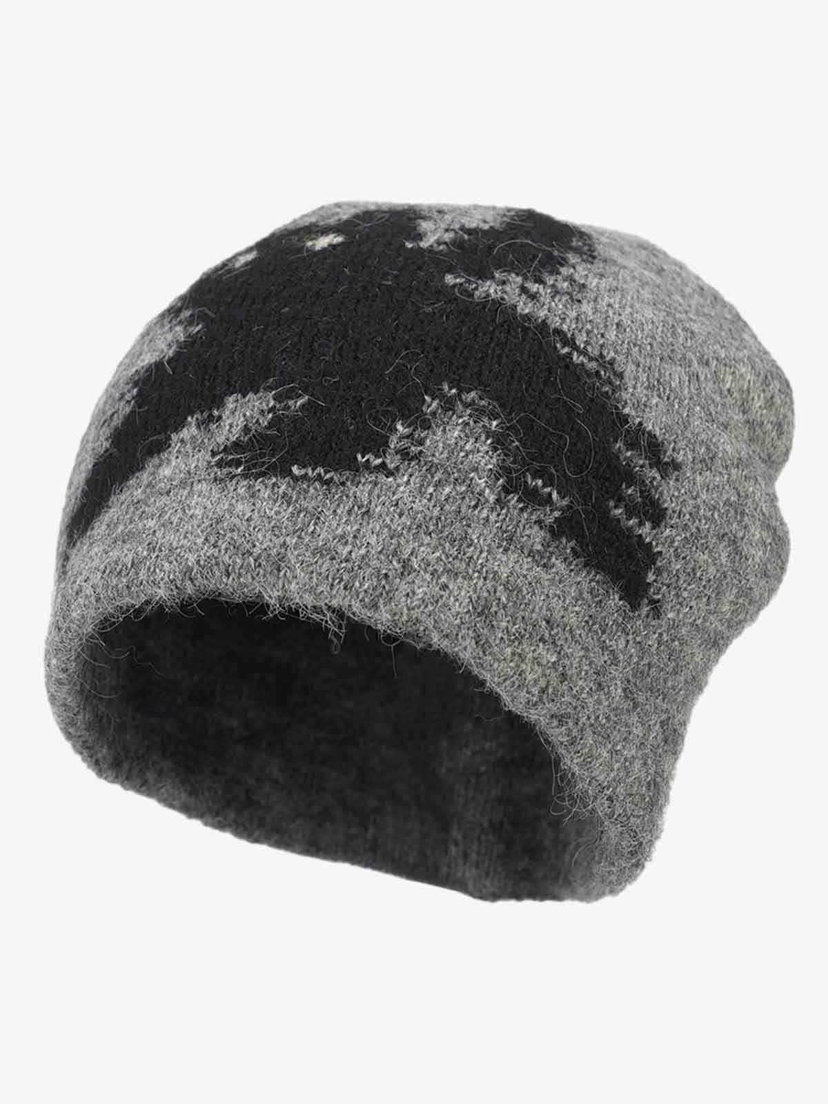 Vintage Fuzzy Cat Pattern Knit Beanie Hat