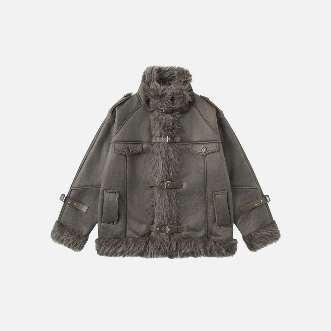 Winter Multi Pocket Thick High Neck Leather Jacket - Luxuryurbanwear