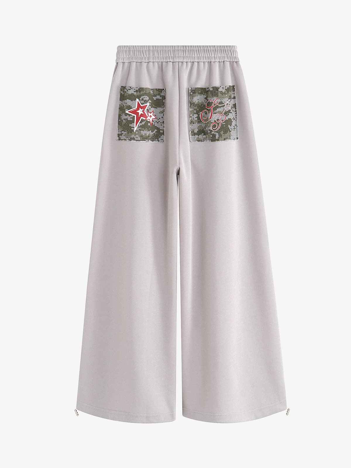 Retro Camouflage Star Patch Colorblock Casual Pants
