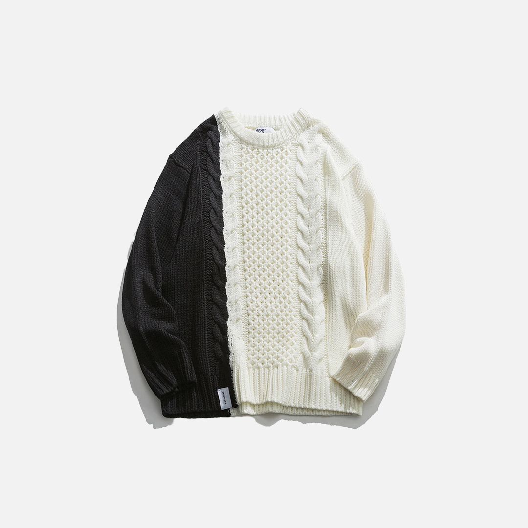 Y2K Unique Cozy Patchwork Knit Casual Sweater - Luxuryurbanwear