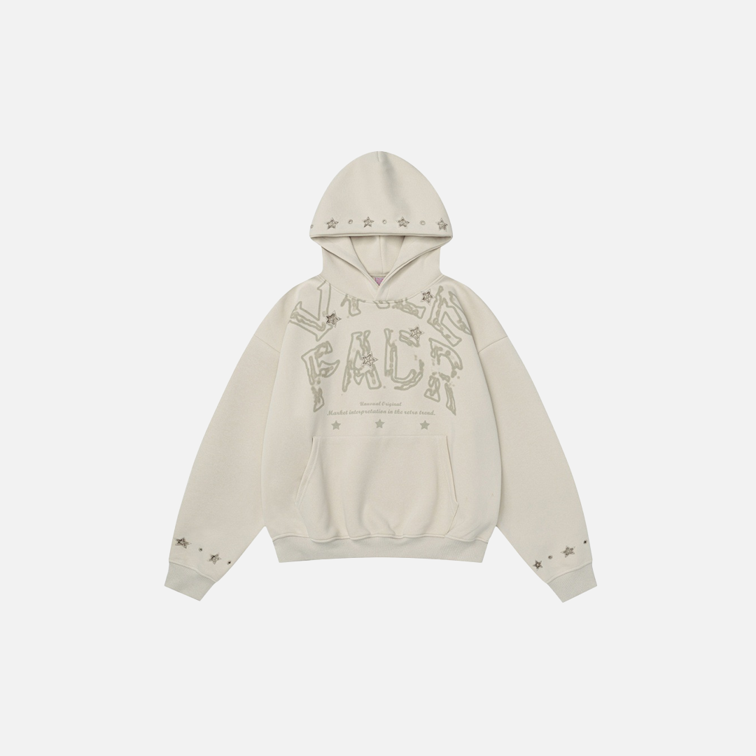 Breathable Starry Embroidered Loose Fit Hoodie - Luxuryurbanwear