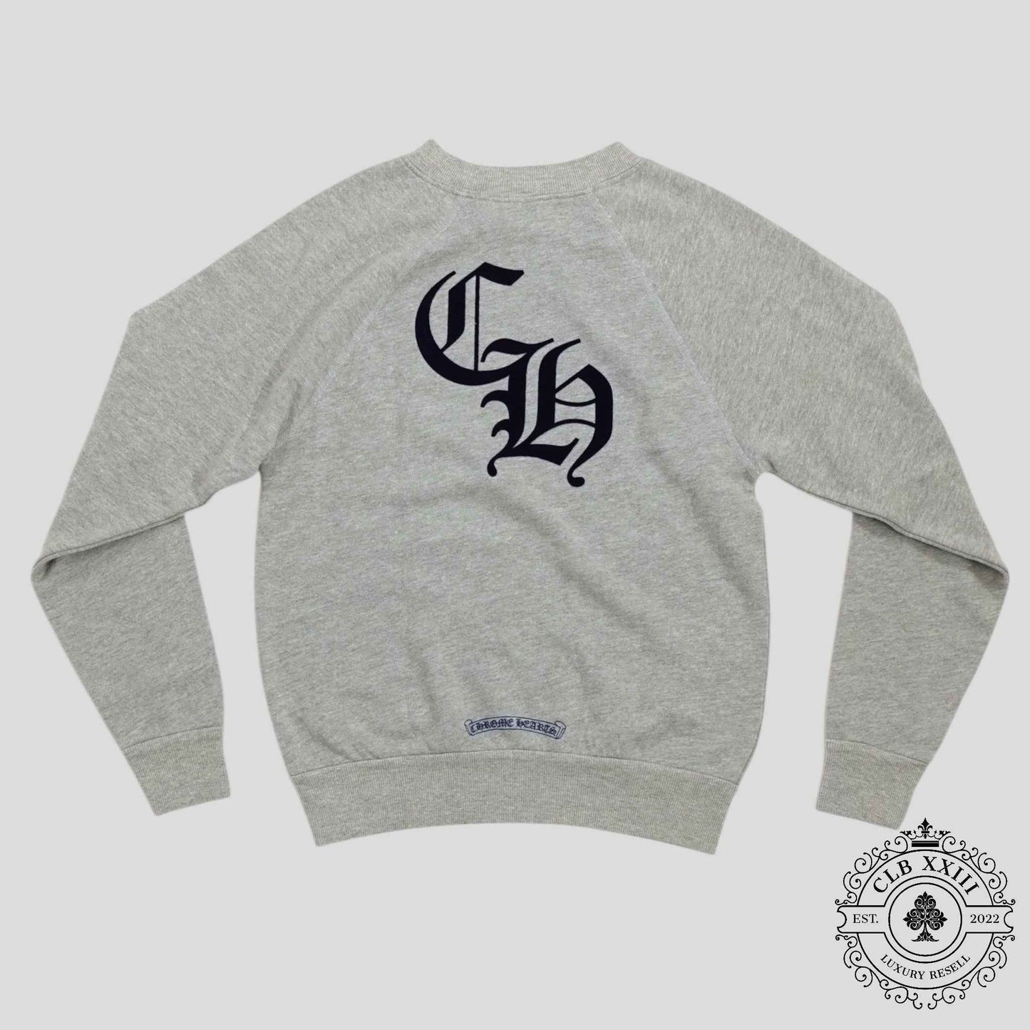 Chrome Hearts Women's Triple Cross CH Flocked Crewneck in Grey