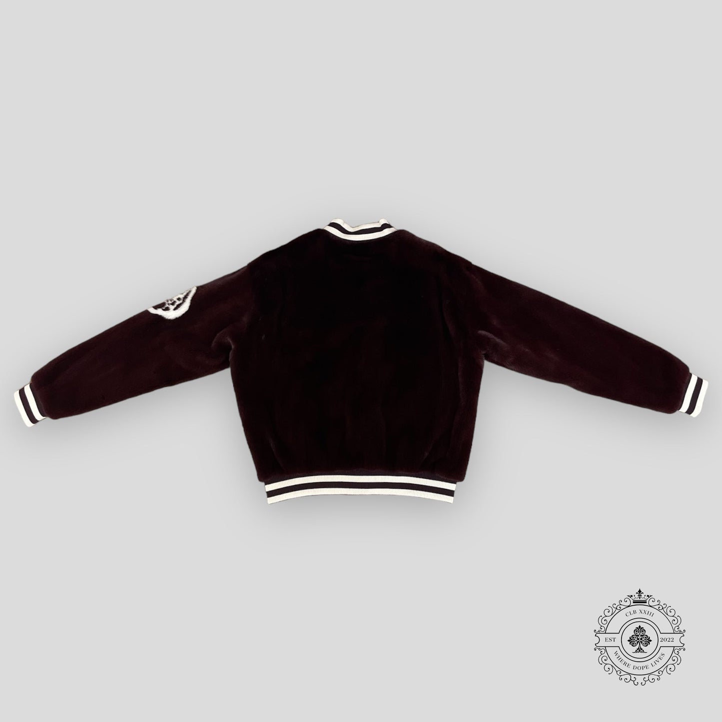 Louis Vuitton Lovers Mink Bomber in Maroon