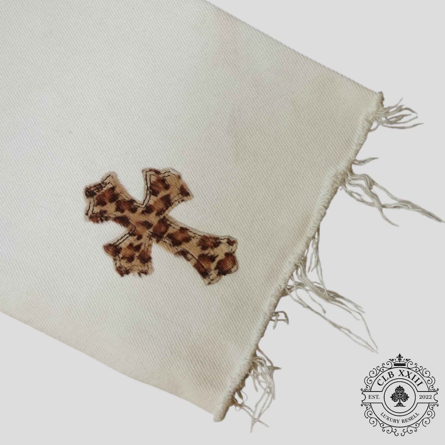 Chrome Hearts Leopard Cross Patch Jeans in White