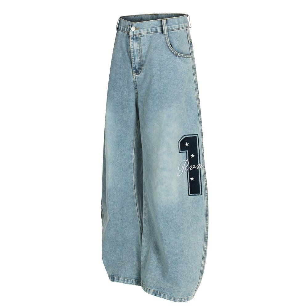 LUW Five Pointed Star Embroidered Denm Pant - Luxuryurbanwear