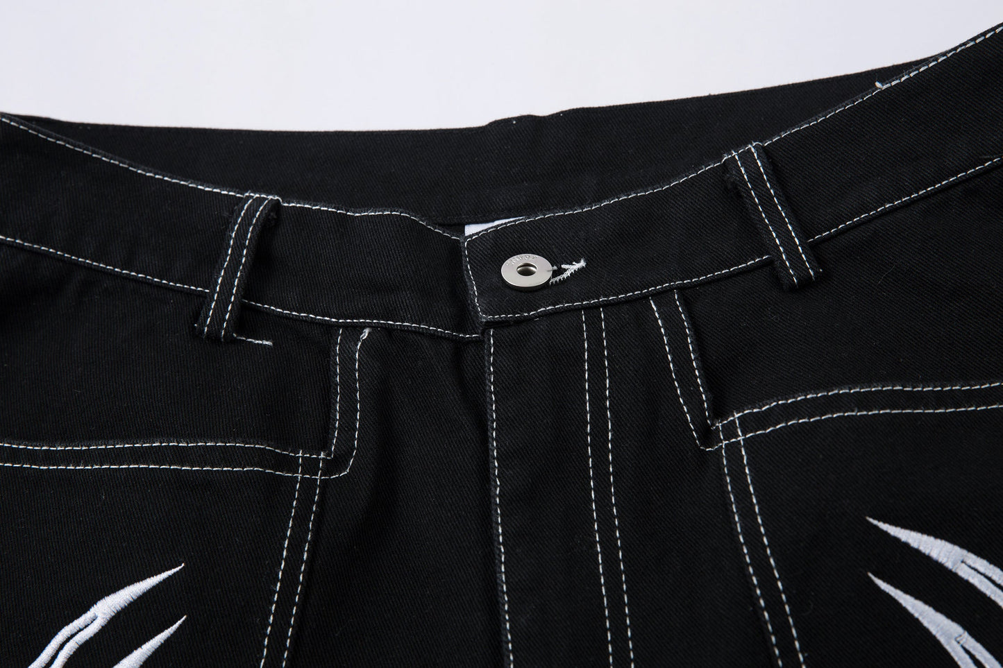 Embroidered Flame | Baggy Jeans