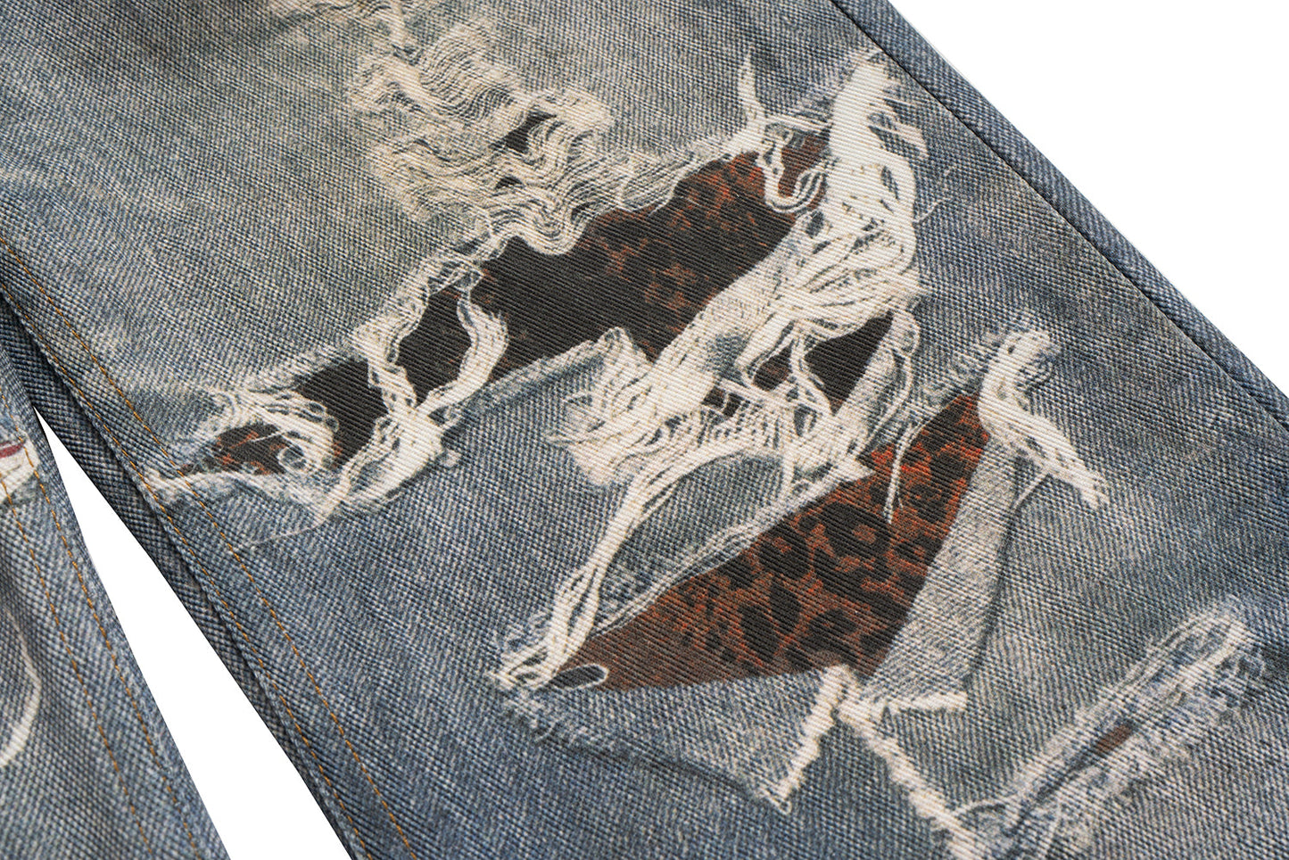 Snake Patch Destroyed | Distressed Jeans - Luxuryurbanwear
