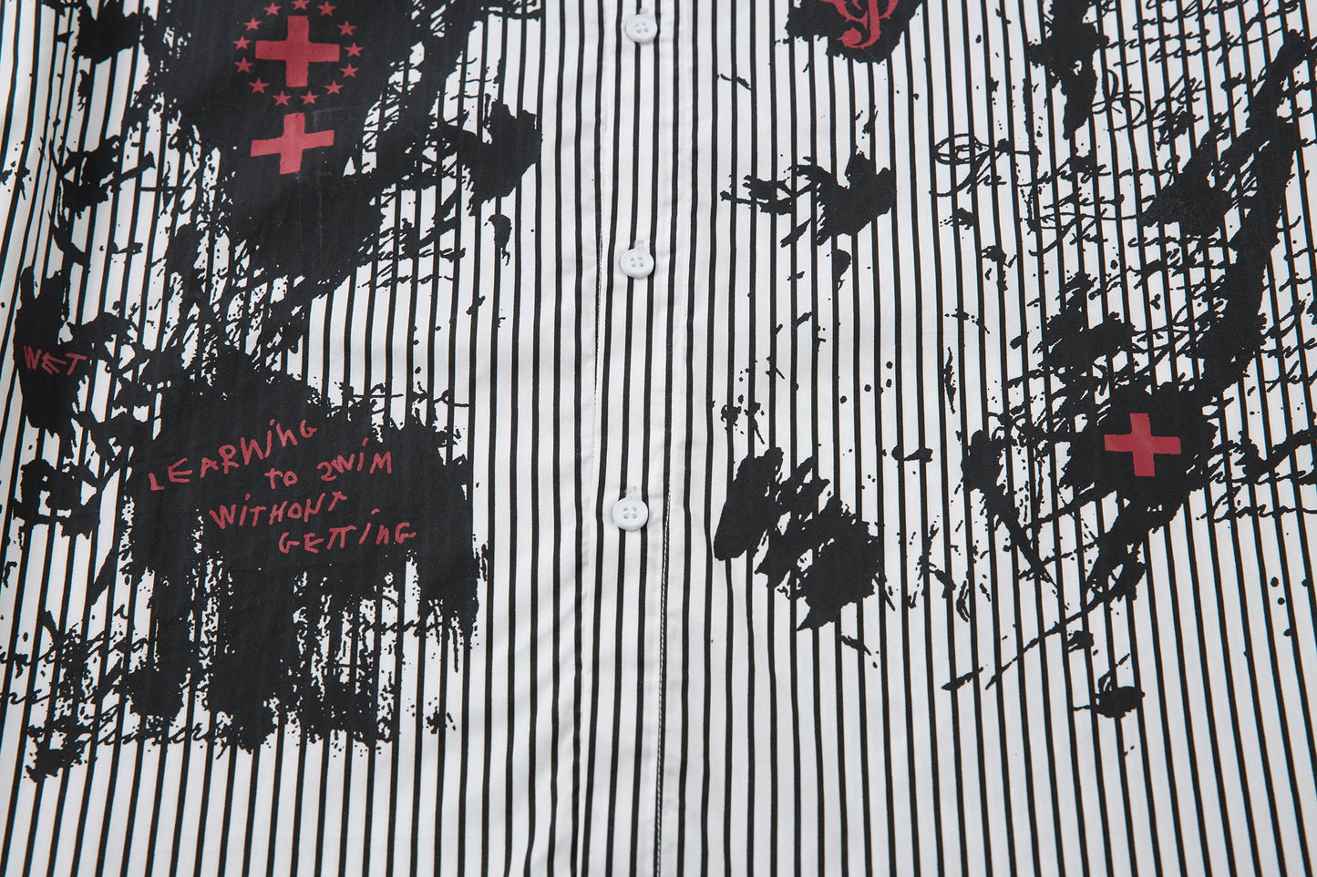 Graffiti Print Layered | Striped Sweatshirt - Luxuryurbanwear