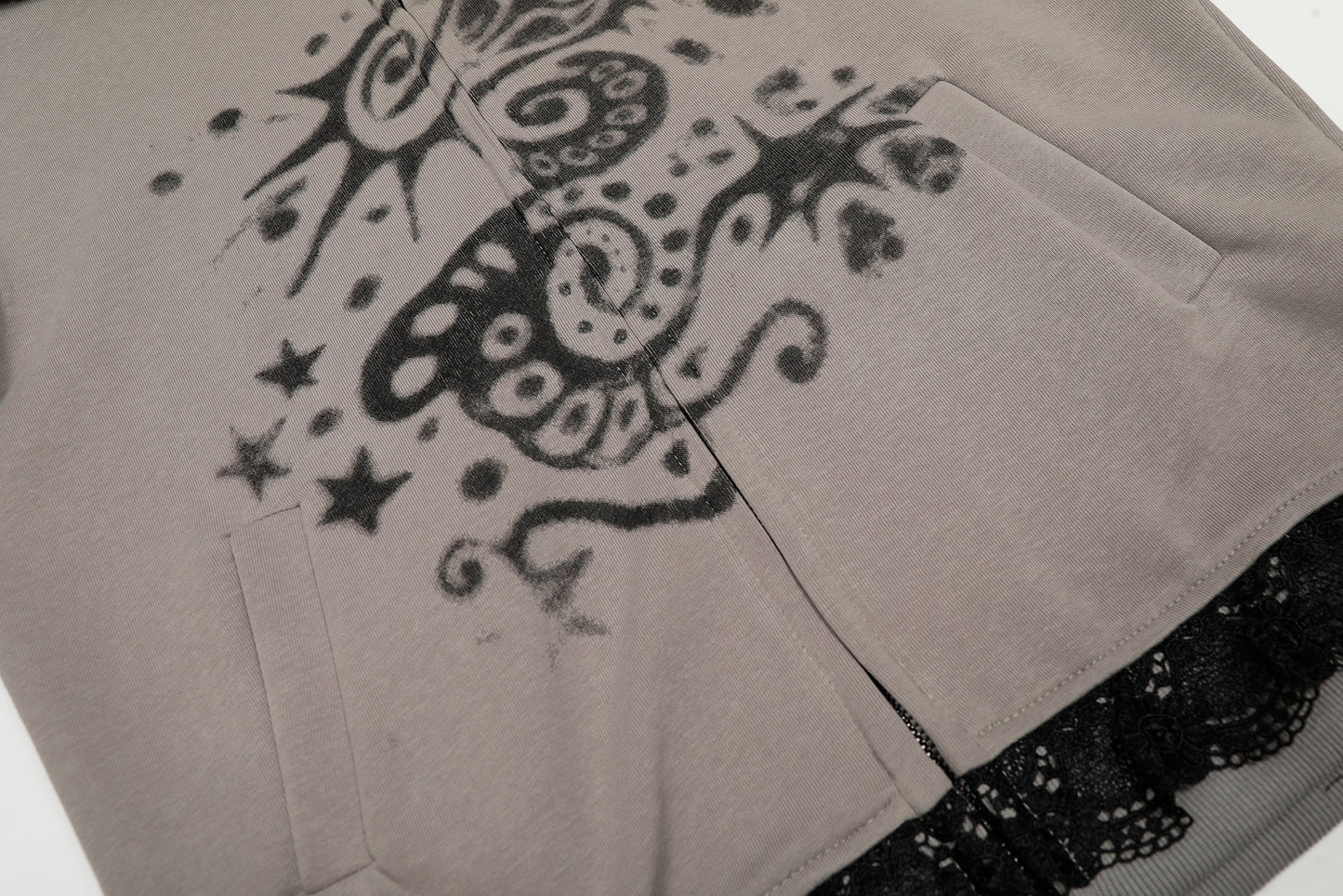 Gothic Spray Print | Zip Up Hoodie - Luxuryurbanwear