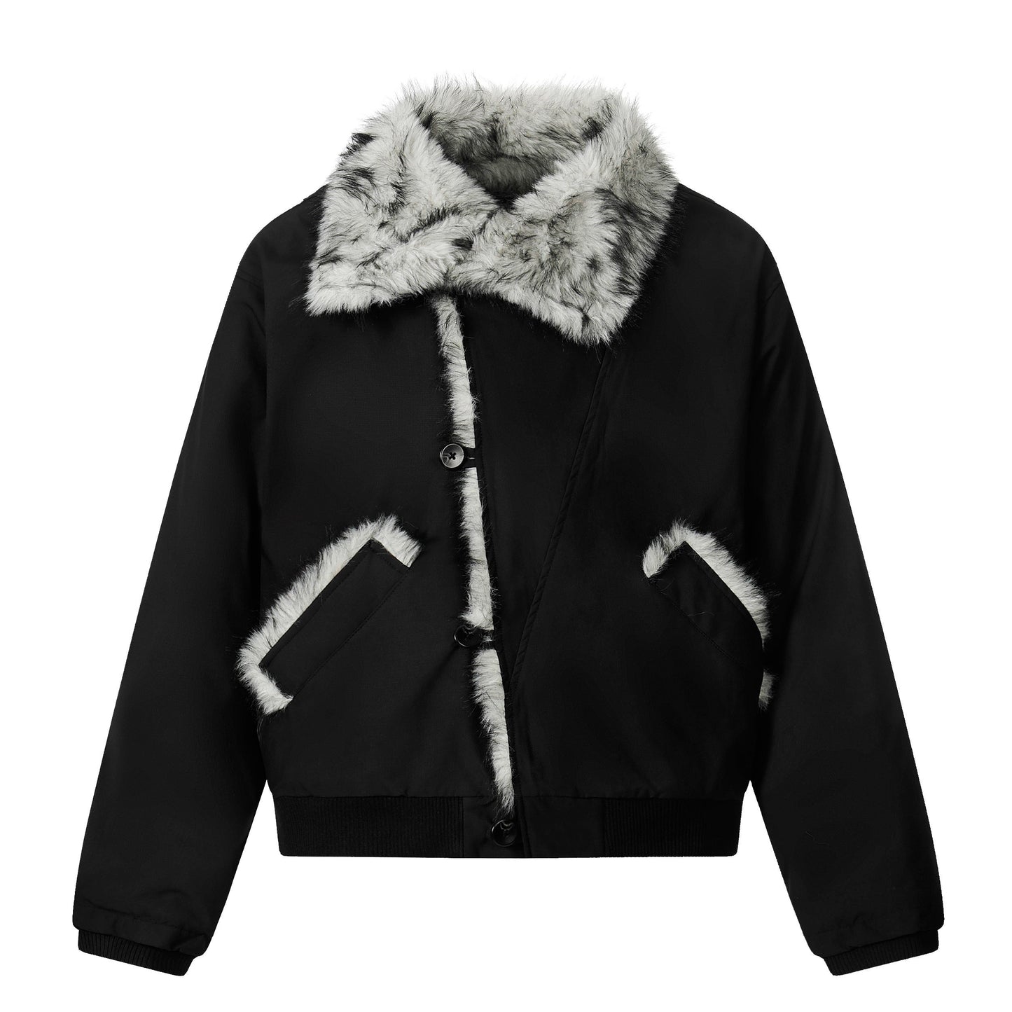 Faux-Fur Panel | Asymmetric Winter Jacket - Luxuryurbanwear
