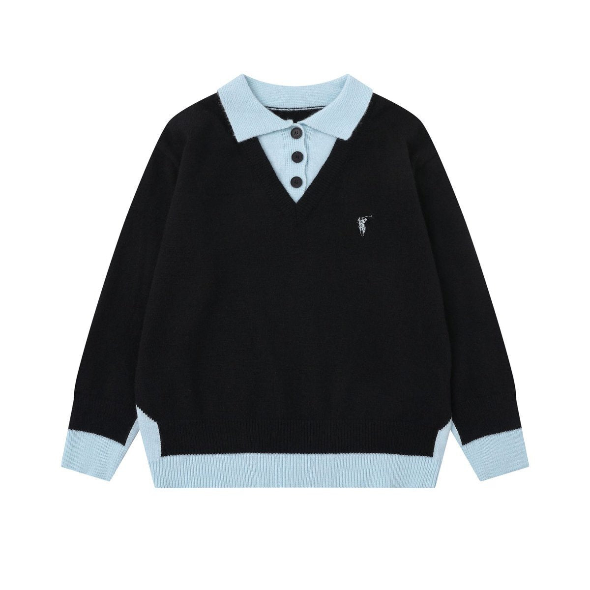 Classic Line | Contrast Collar Knit Polo Sweater - Luxuryurbanwear