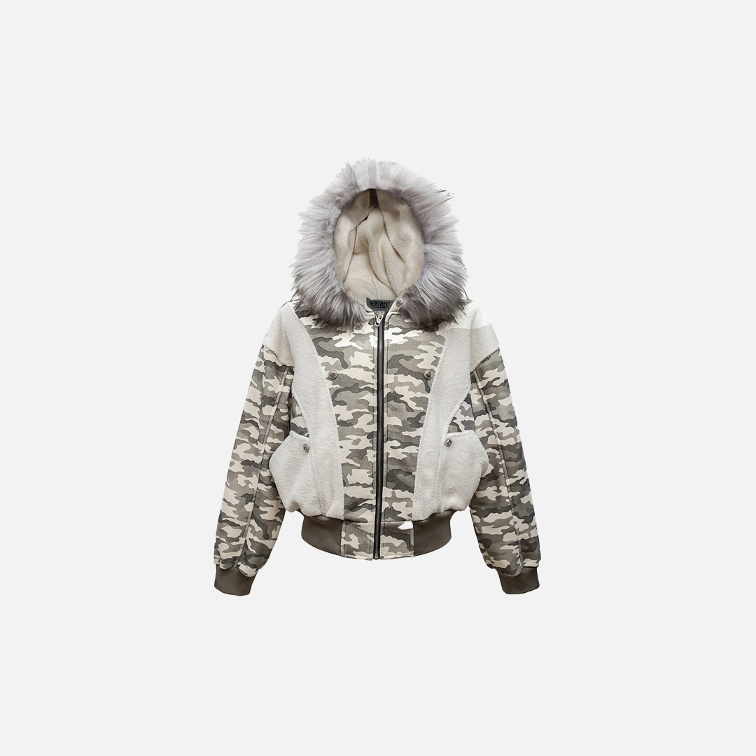 Winter Camouflage Fox Fur Collar Parkas Jacket - Luxuryurbanwear