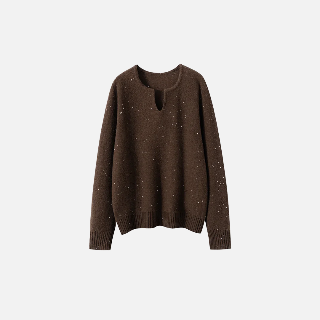 Y2K Sequin Design V-Neck Knit Sweater - Luxuryurbanwear