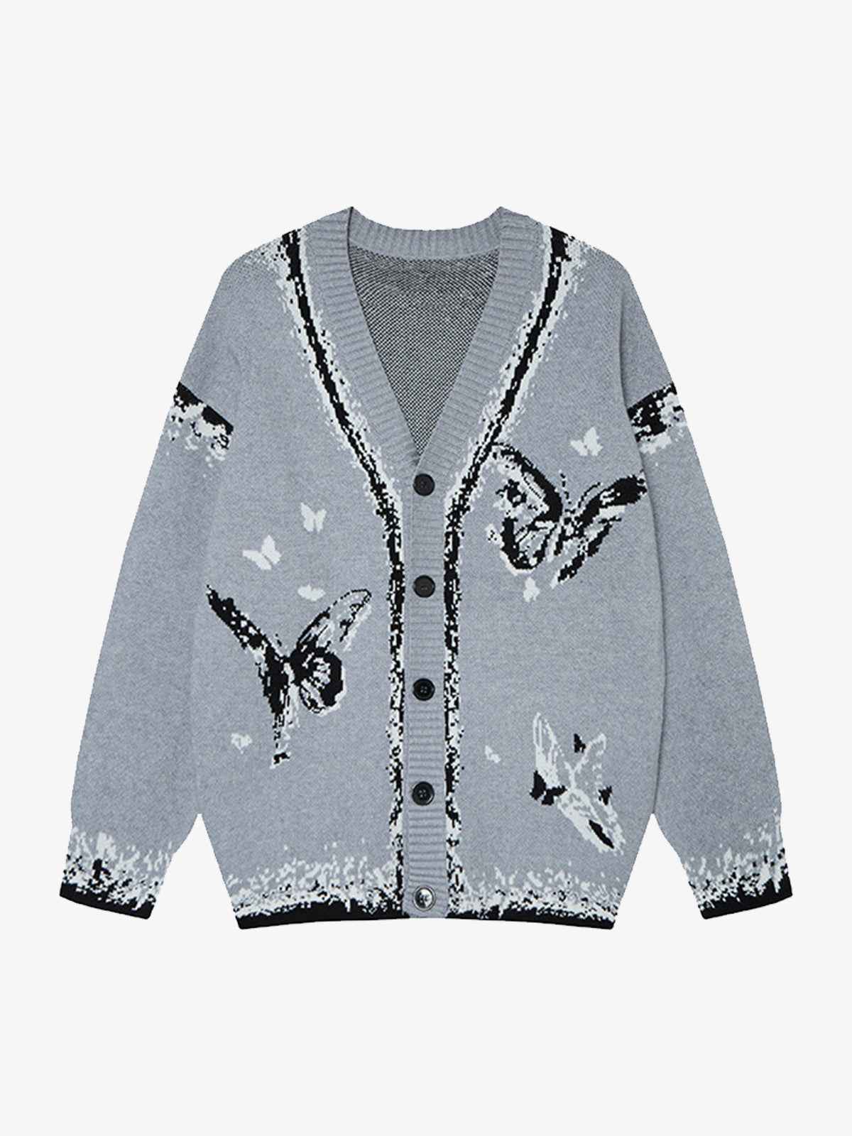 Retro Butterfly Gradient Knit Cardigan Sweater