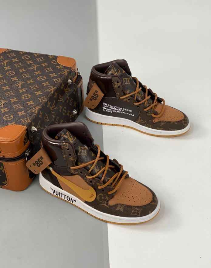 Custom Air Jordan 1 Monogram High Q With Original Box SneakerNational