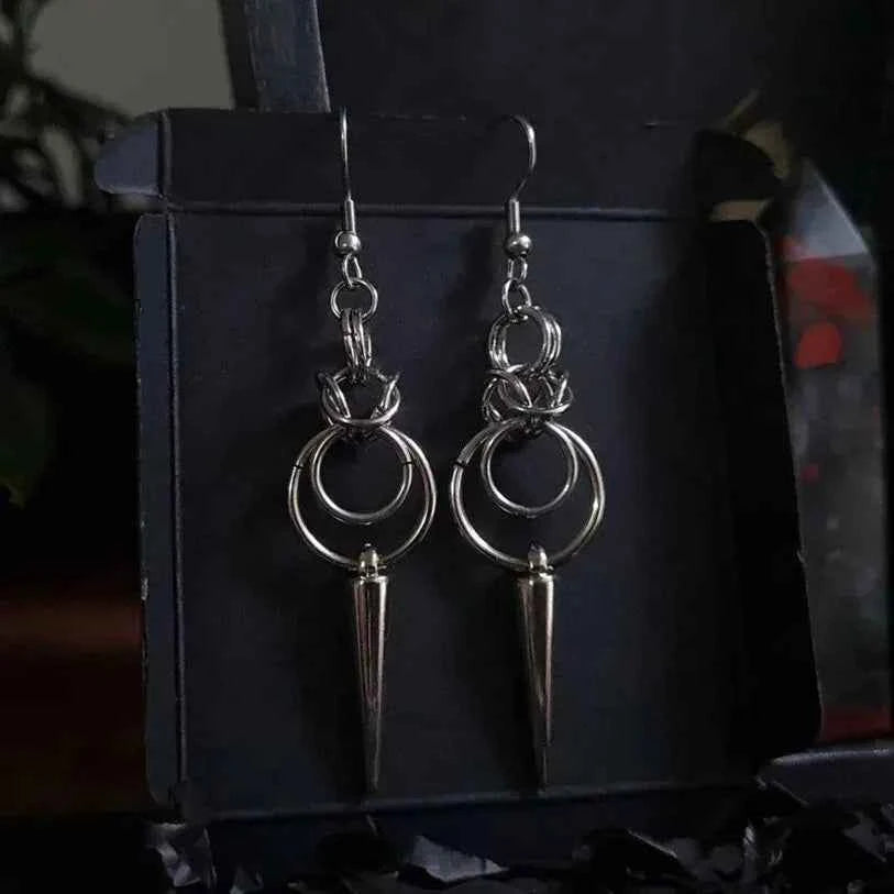 Gothic Spike Loop Stainless Steel Earrings