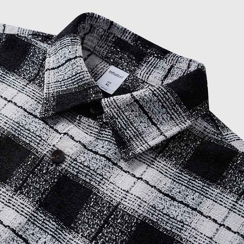 Plaid Woolen Jacket Front Pocket Shirt