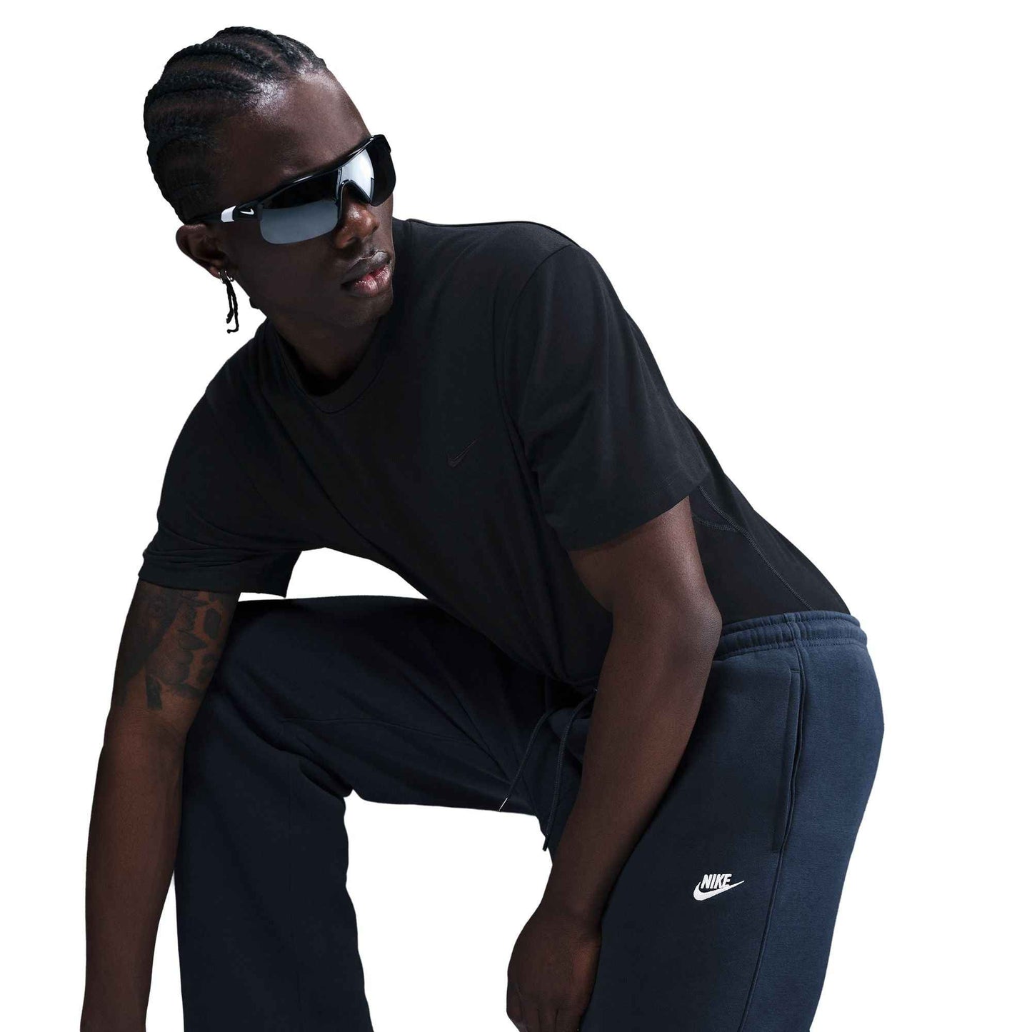 Nike Mens Club Open-Hem Sweatpants - Navy
