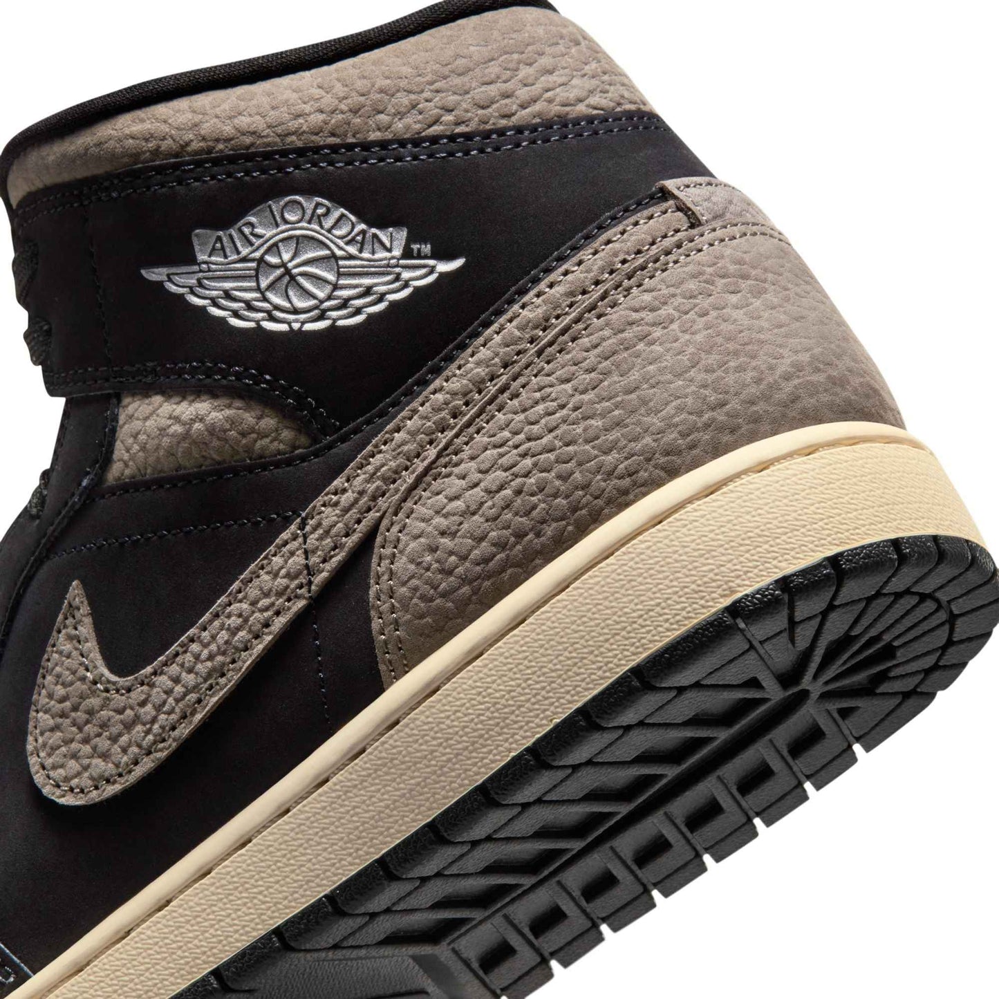 Air Jordan Mens 1 Mid SE - Black/Olive Grey