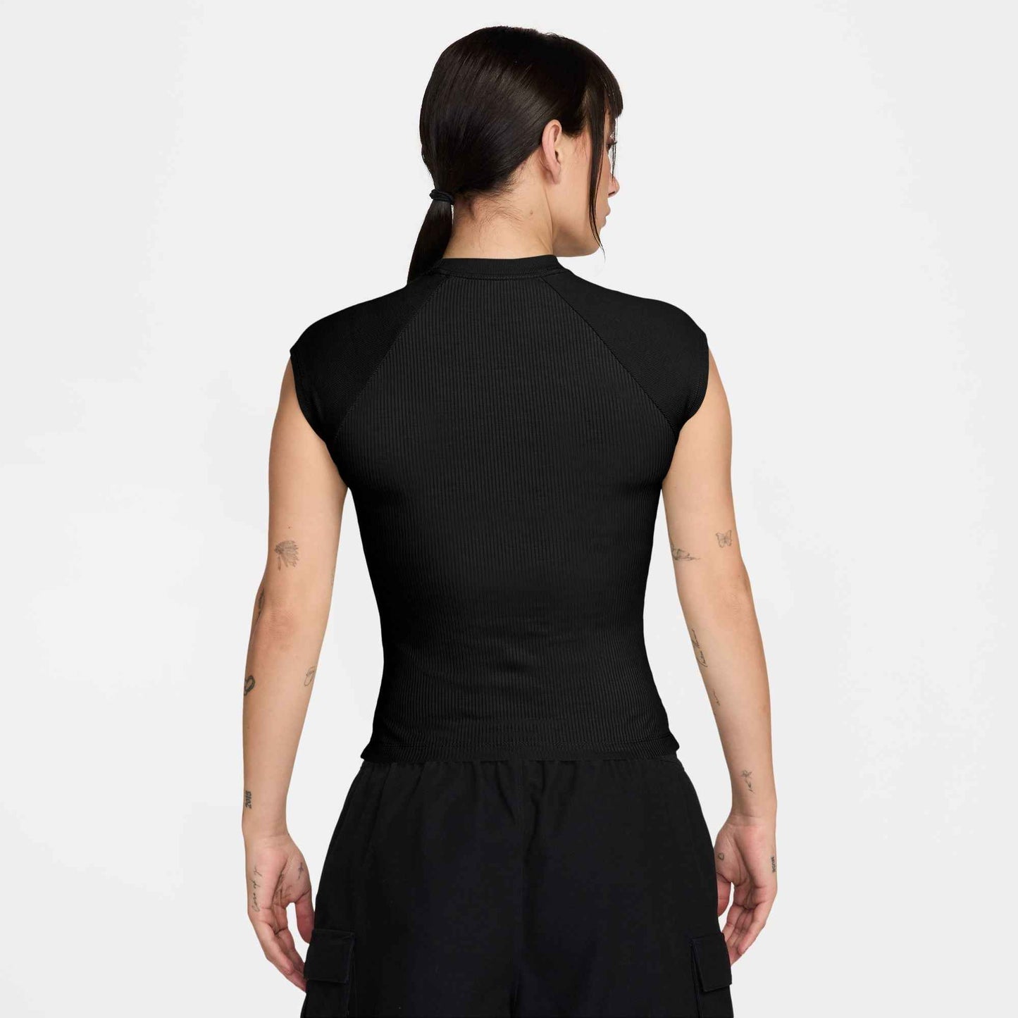 Nike Womens Sportswear Chill Knit Ribbed Top - Black