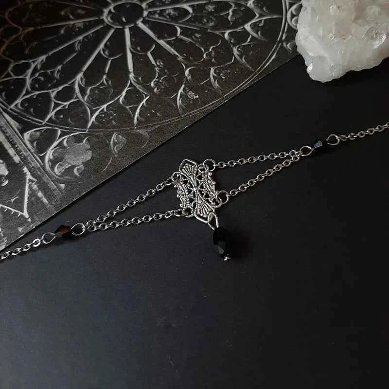 Gothic Elegant Crystal Victorian Rosary Necklace