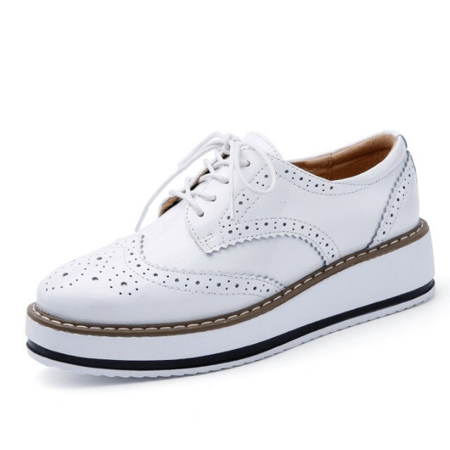 Akira Women's Patent Leather Platform Flat Shoes