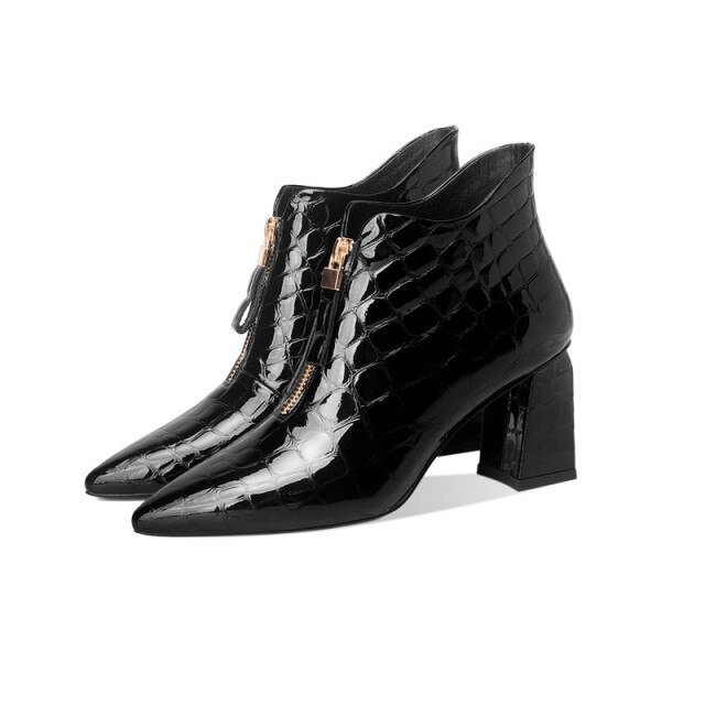 Albin Women's Leather Ankle Booties - Luxuryurbanwear