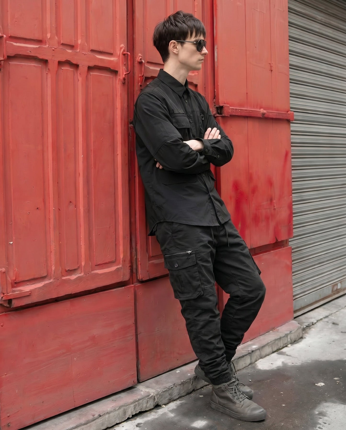 Rib Style Side Pockets Cargo Pants