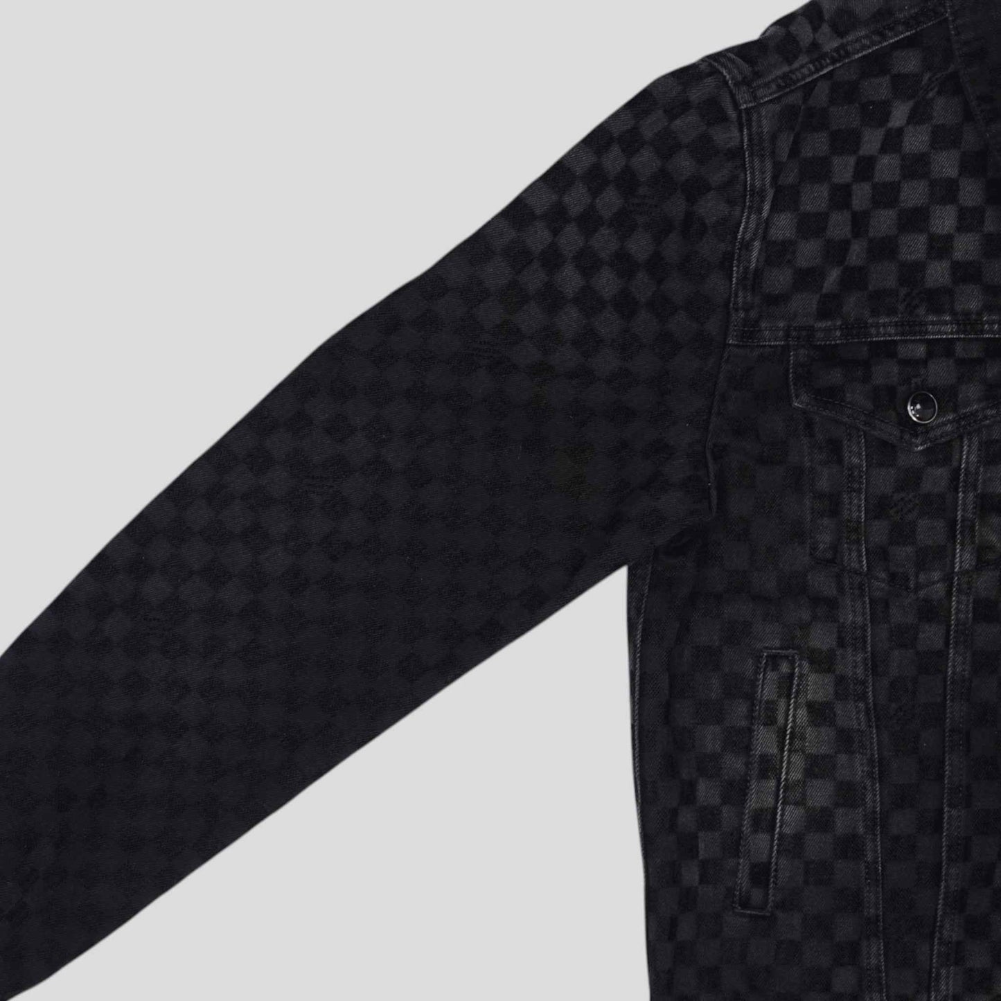 Louis Vuitton Damier Ultrablack Flocked Denim Trucker Jacket in Black