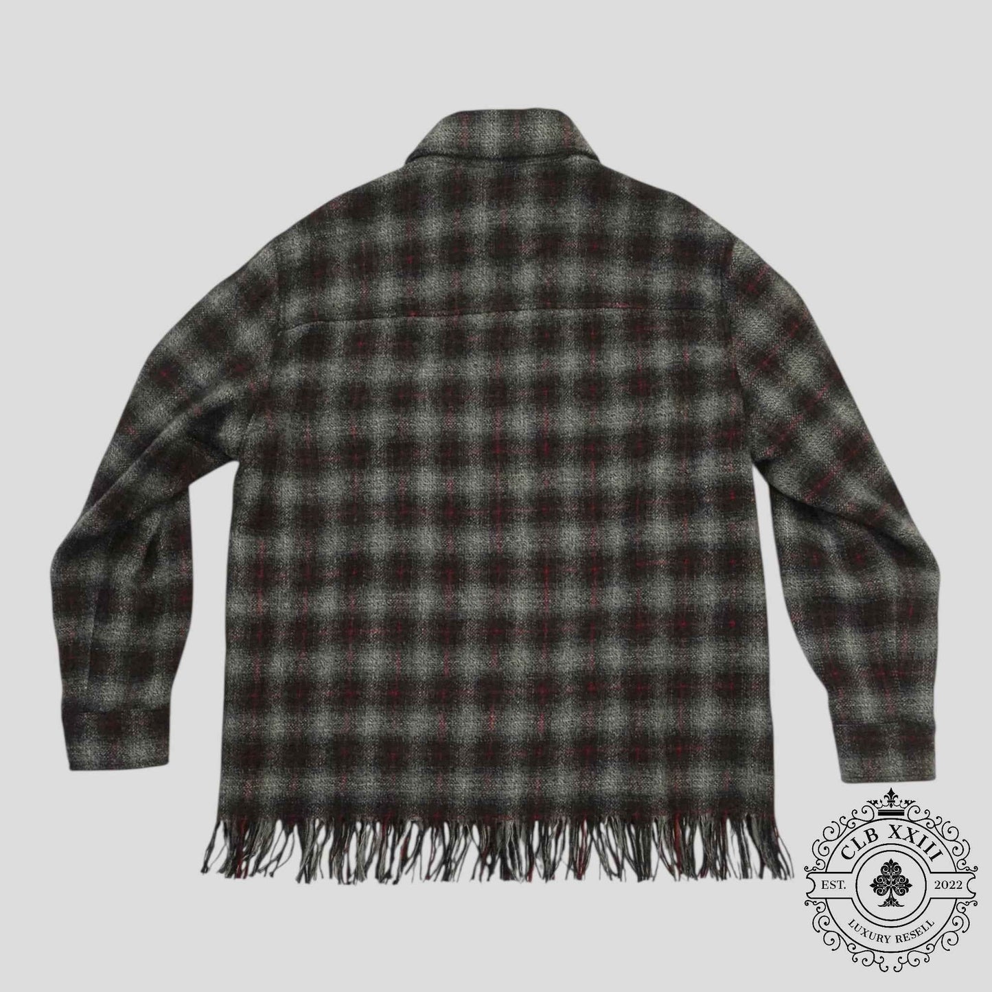 Amiri Fringe Wool Overshirt in Grey