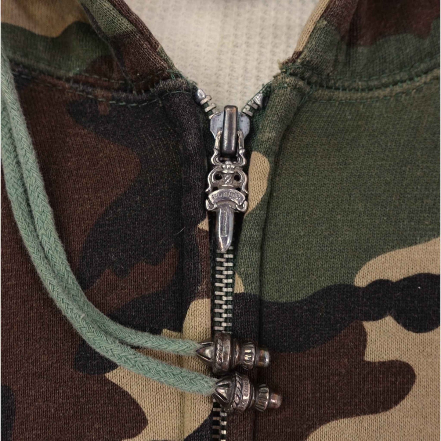 Chrome Hearts Vintage Cross Patch Thermal Zip Up Hoodie