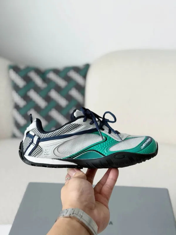 Balenciaga Radar Sneaker in Light Grey, Green, and Black
