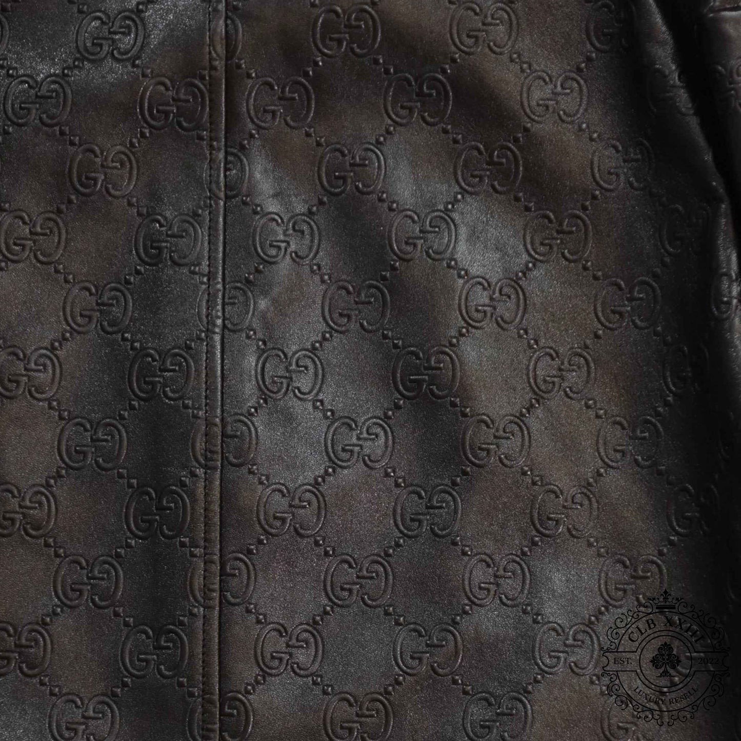 Gucci GG Leather Bomber Jacket in Black