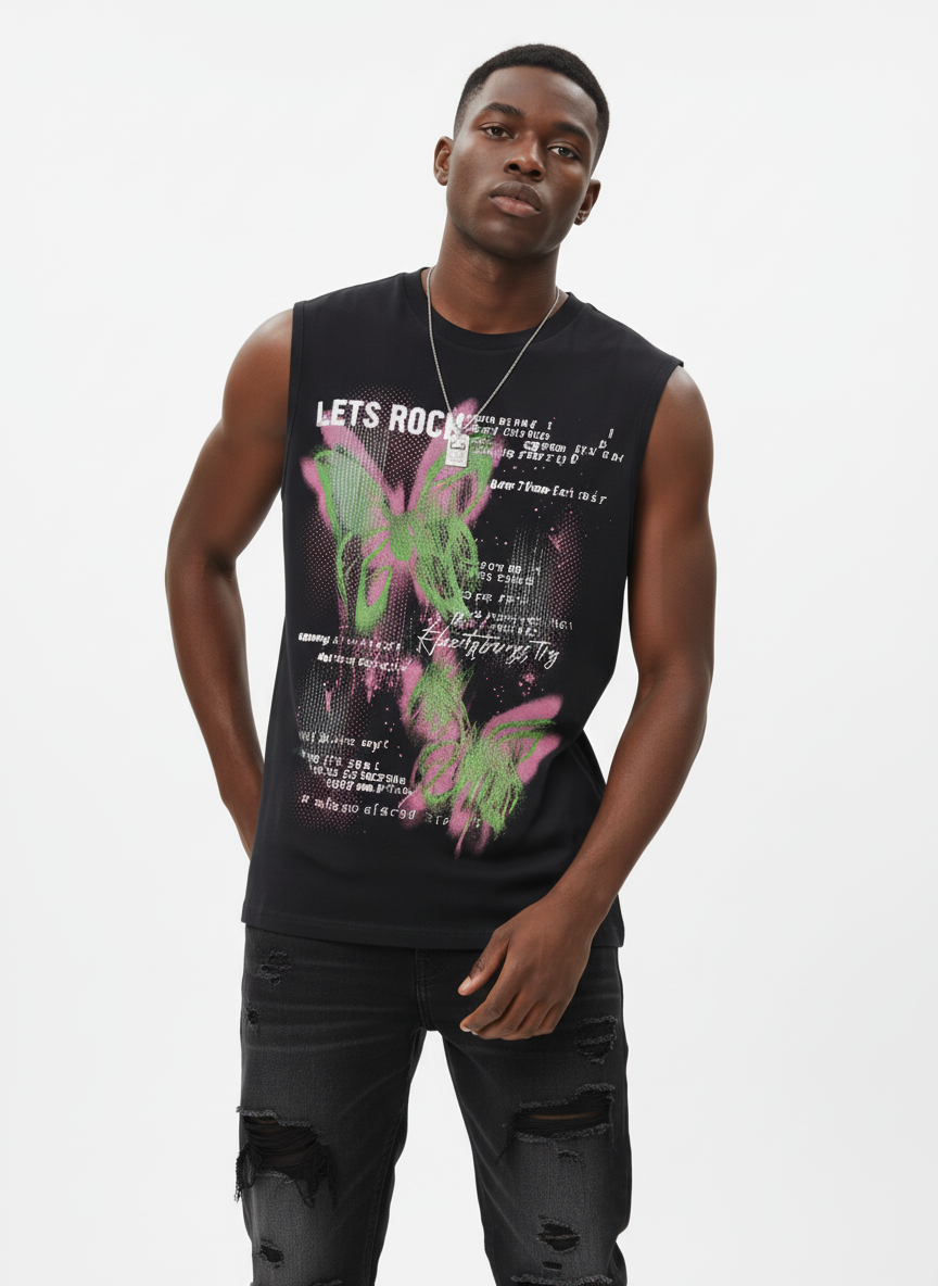 Street Butterfly Graphic Tank Top - Luxuryurbanwear