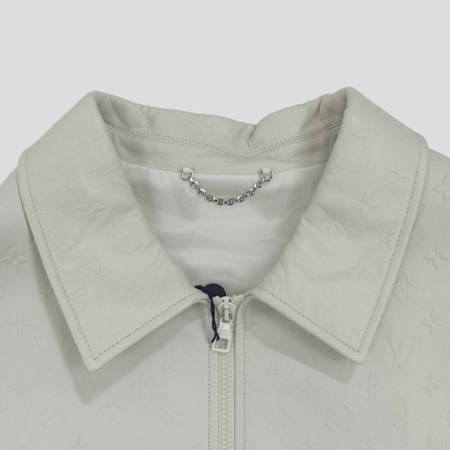 Louis Vuitton LVSE Debossed Monogram Mix Leather Jacket in White