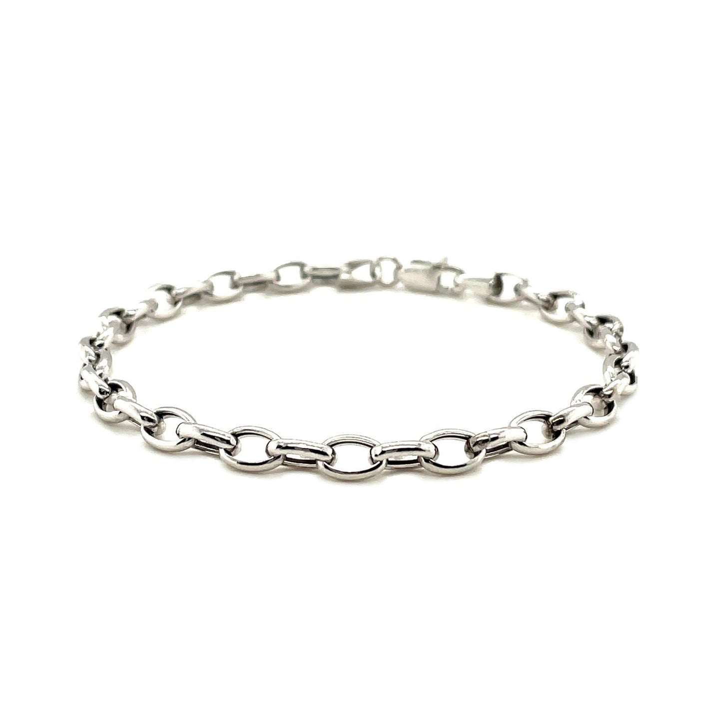 14k White Gold Oval Rolo Bracelet (4.60 mm)