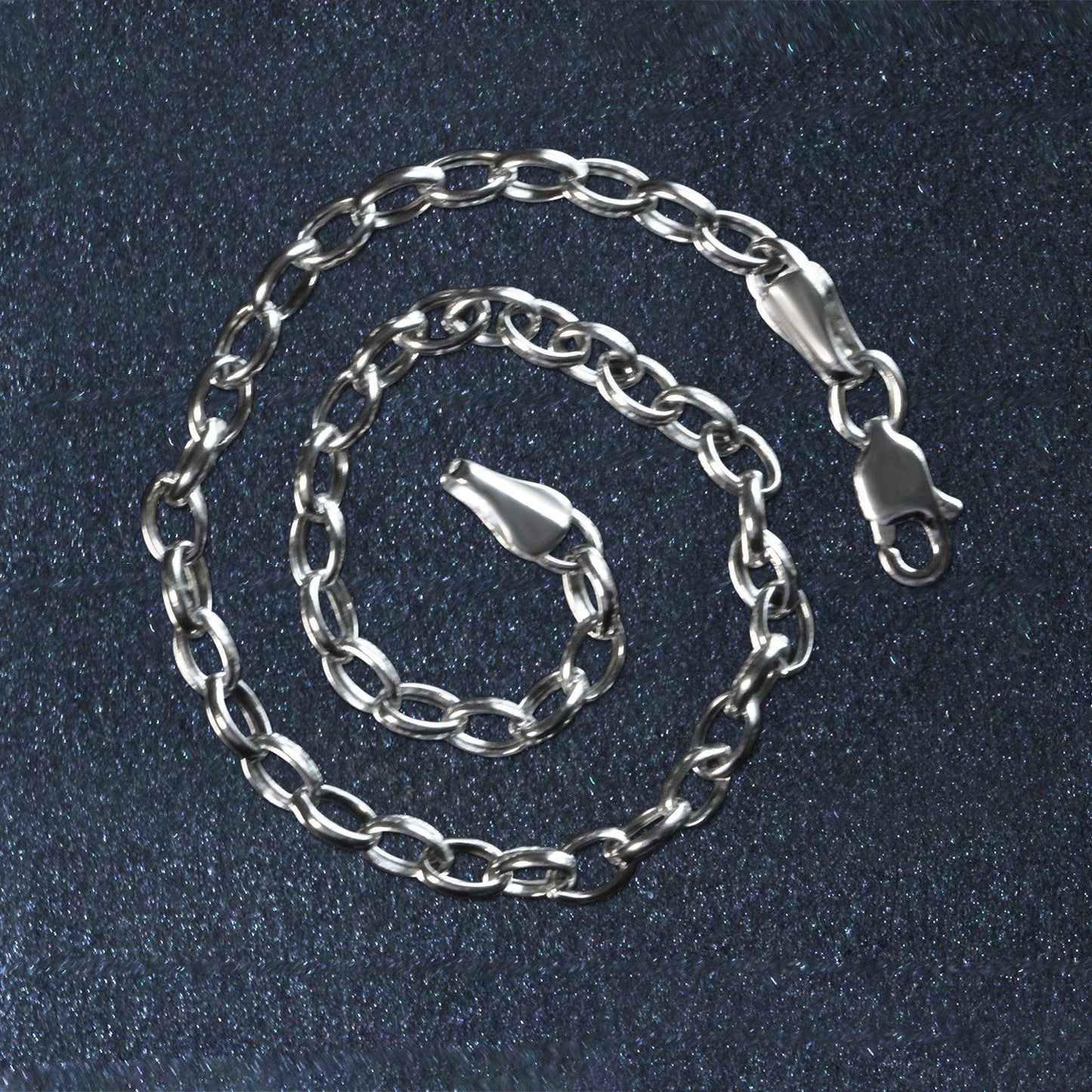 14k White Gold Oval Rolo Bracelet (3.20 mm)