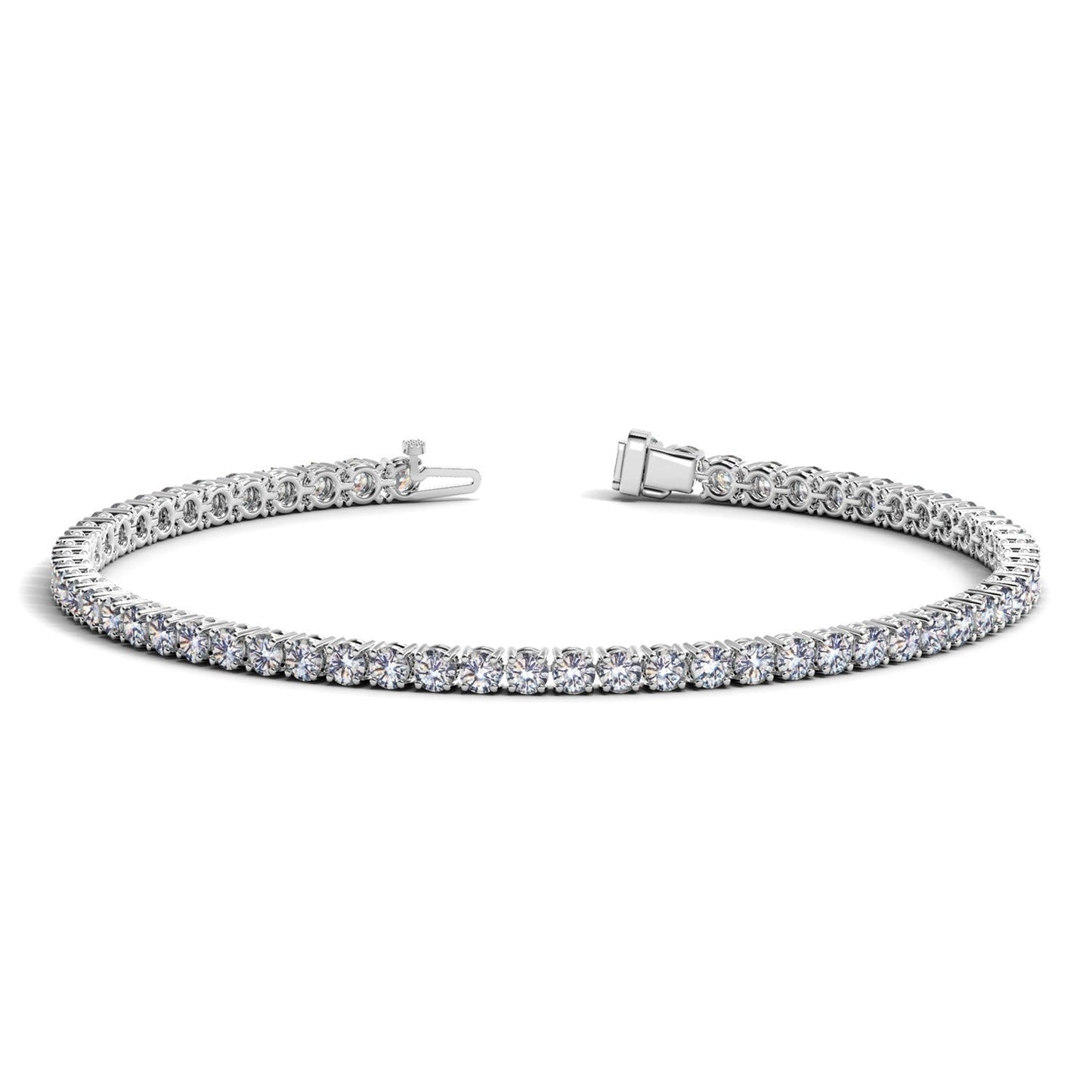 Lab Grown Round Diamond Tennis Bracelet in 14k White Gold (4 cctw F/G VS2/SI1)