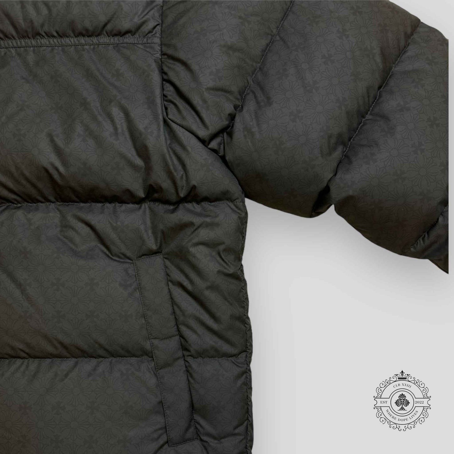 Chrome Hearts Plus Pattern Puffer Jacket in Black