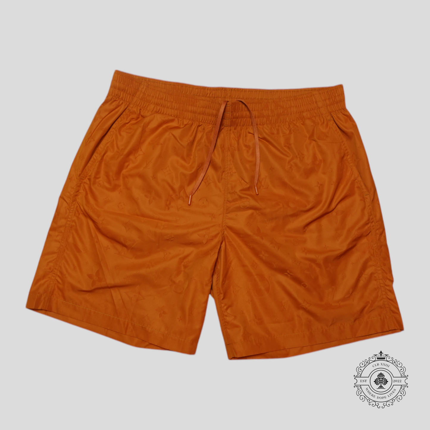 Louis Vuitton LVSE Signature Swim Board Shorts in Burnt Orange