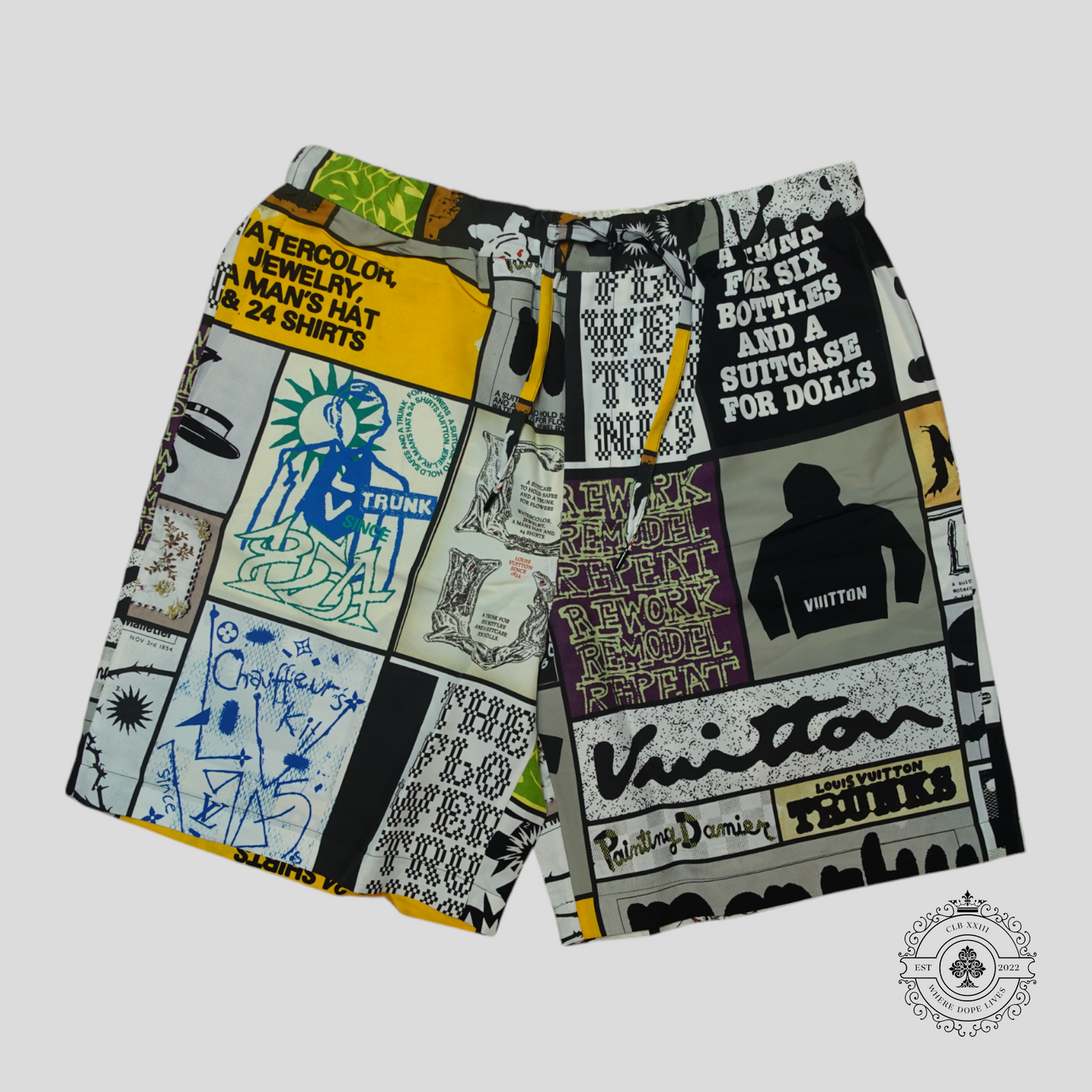 Louis Vuitton Fanzine Print Drawstring Shorts in Multicolor