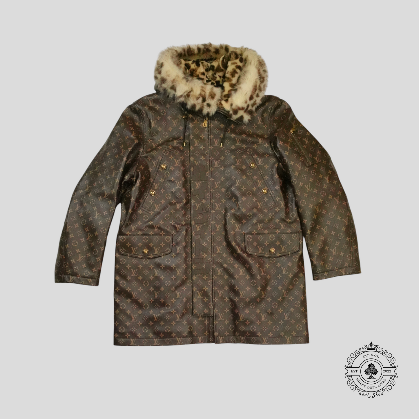 Louis Vuitton Leather Monogram Printed Parka in Brown