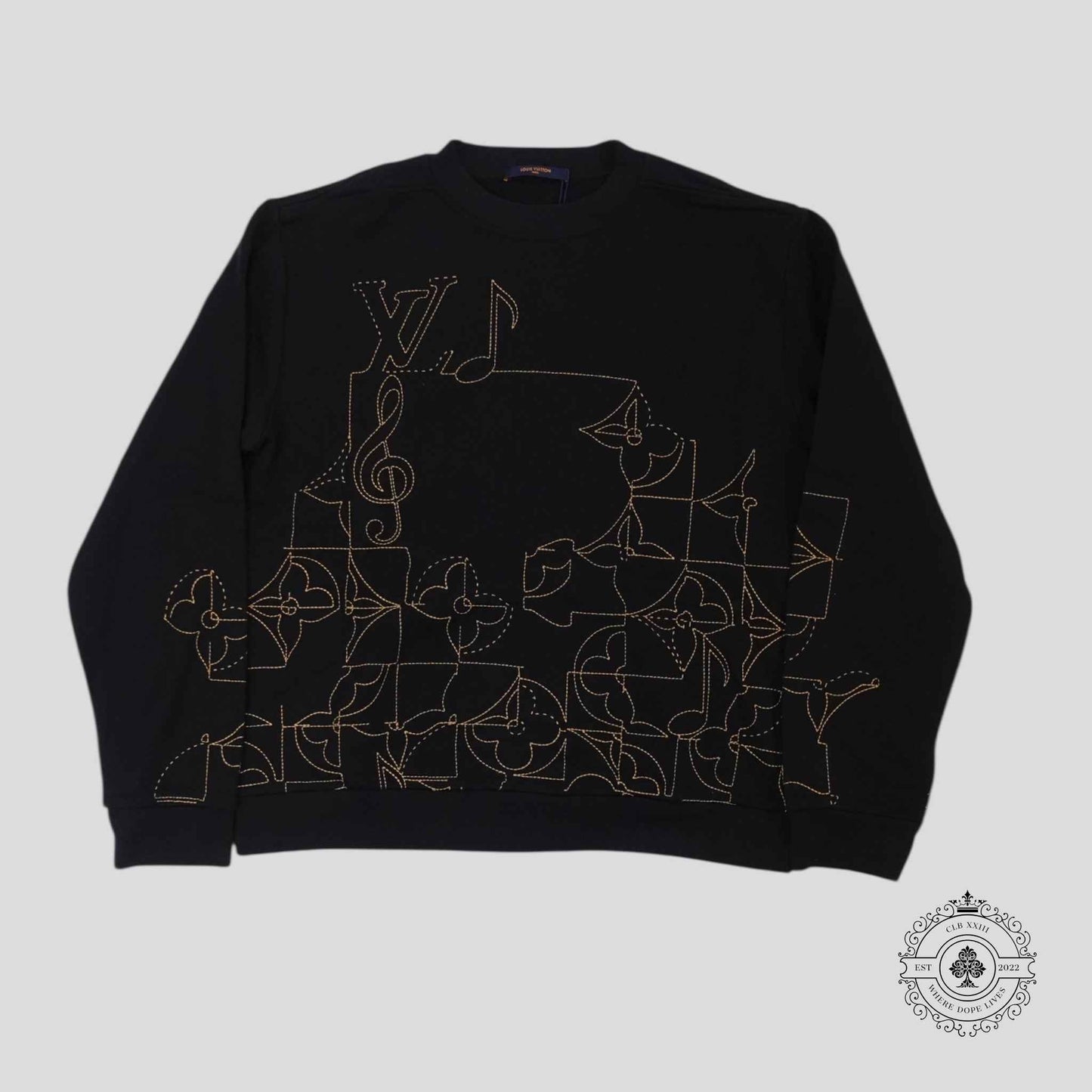 Louis Vuitton Music Line Embroidered Crewneck in Black