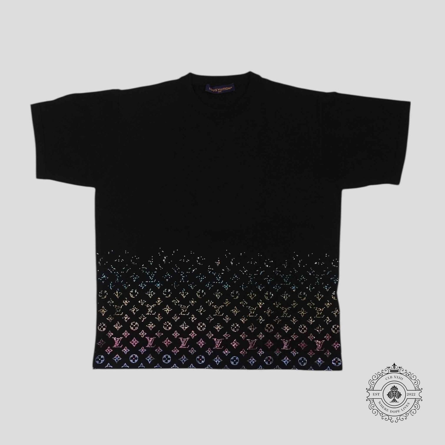 Louis Vuitton Rhinestone Monogram Degrade Tee in Black