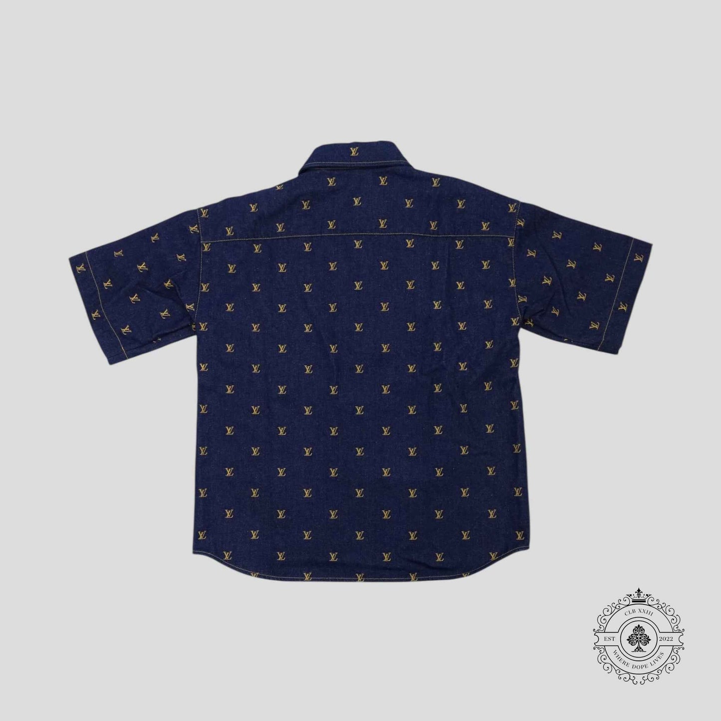 Louis Vuitton LV Embroidered Denim Shirt in Dark Wash