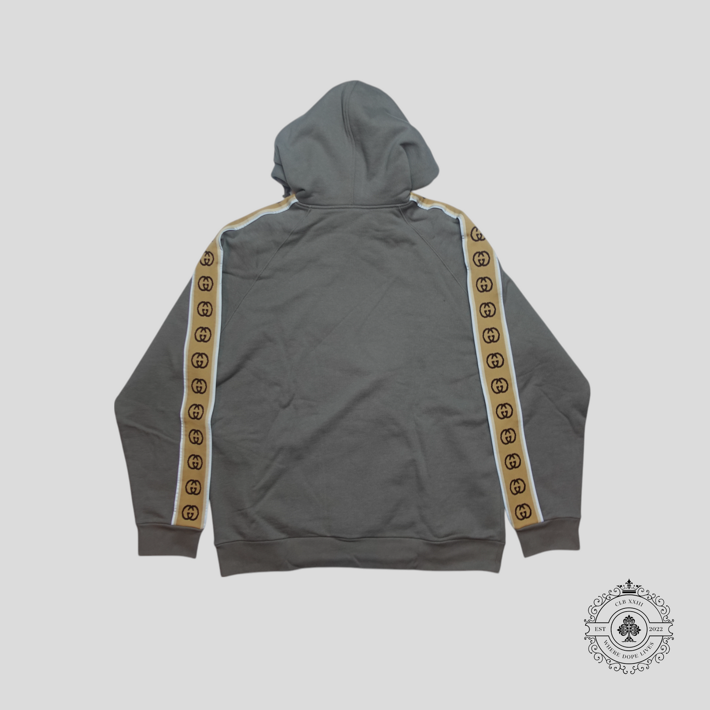 Gucci Interlocking G Embroidered Sleeves Hoodie in Grey