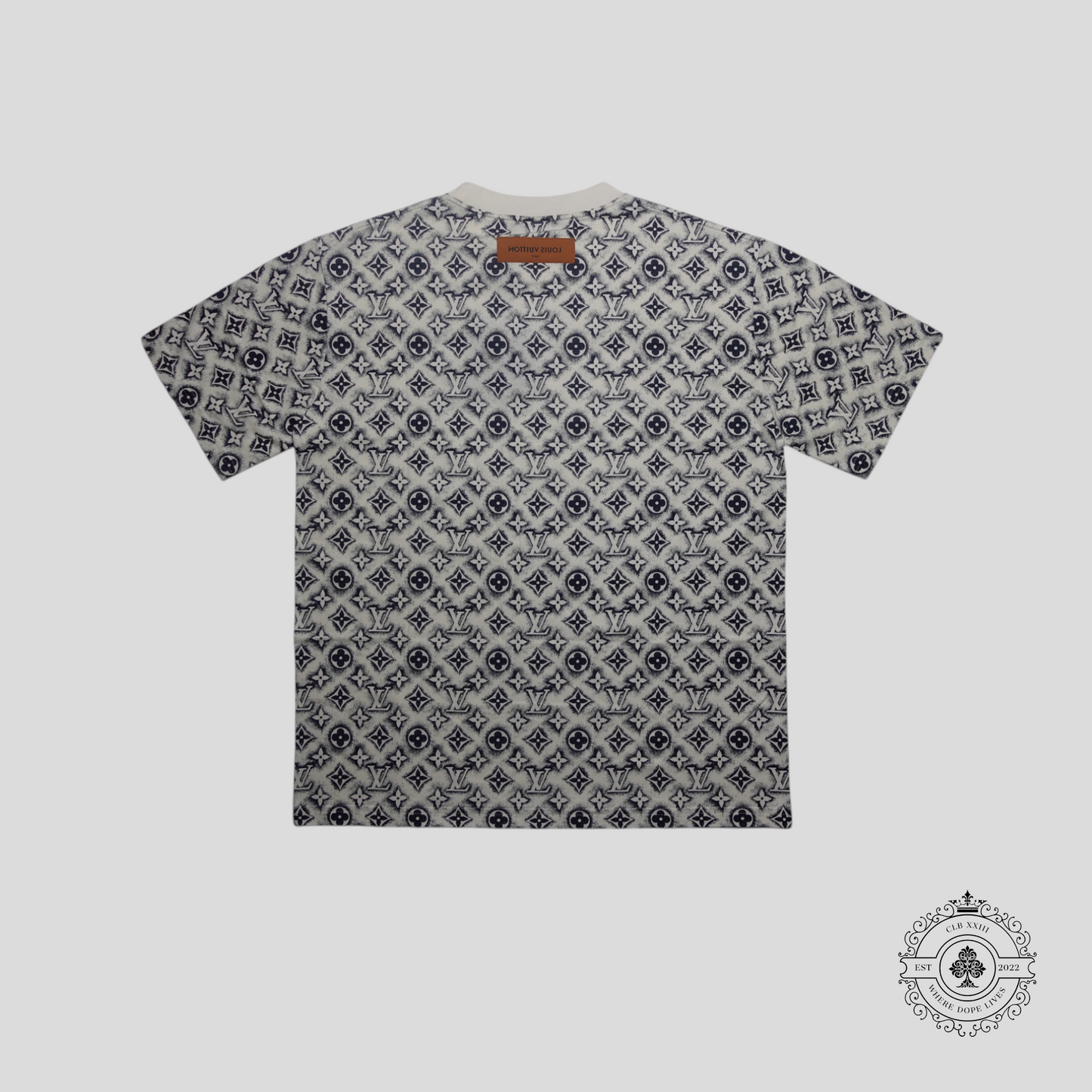 Louis Vuitton Monogram Sand Print T-Shirt in White/Navy Blue