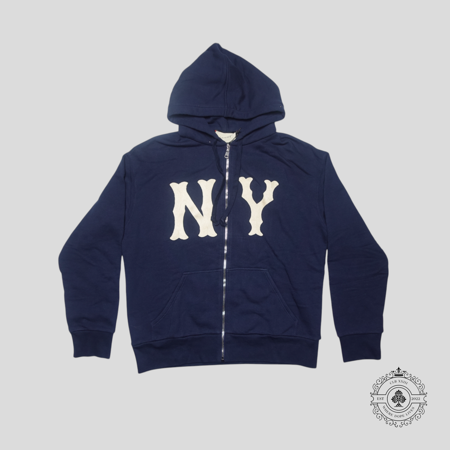 Gucci New York Yankees Zip Up Hoodie in Navy Blue
