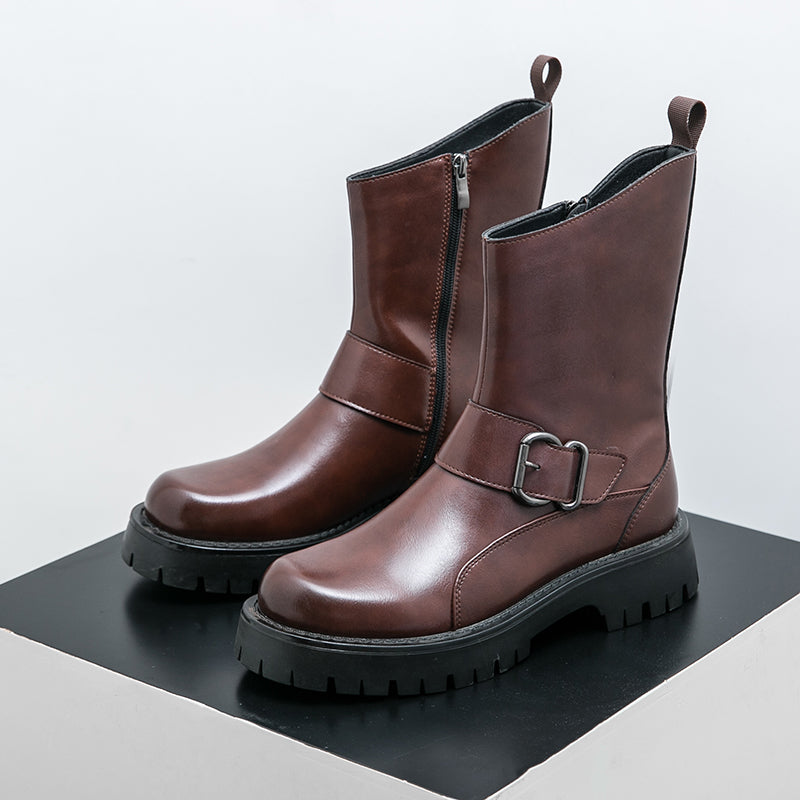 MLB LTHR-11 Rugged Mid-Calf Boots - Luxuryurbanwear